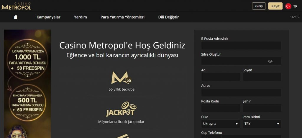 Casino Metropol Hoş Geldin Bonusu